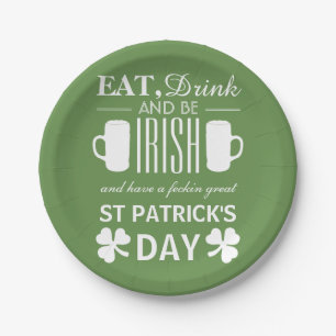 Kleeblatt und Bier Irish St Patrick's Day Pappteller