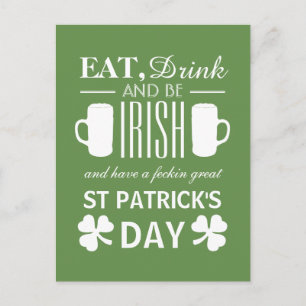 Kleeblatt und Bier Irish St Patrick's Day Postkarte