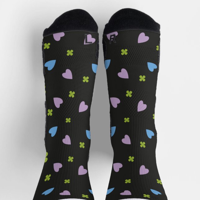 Kleeblatt- und Herz-Muster Socken (Oben)