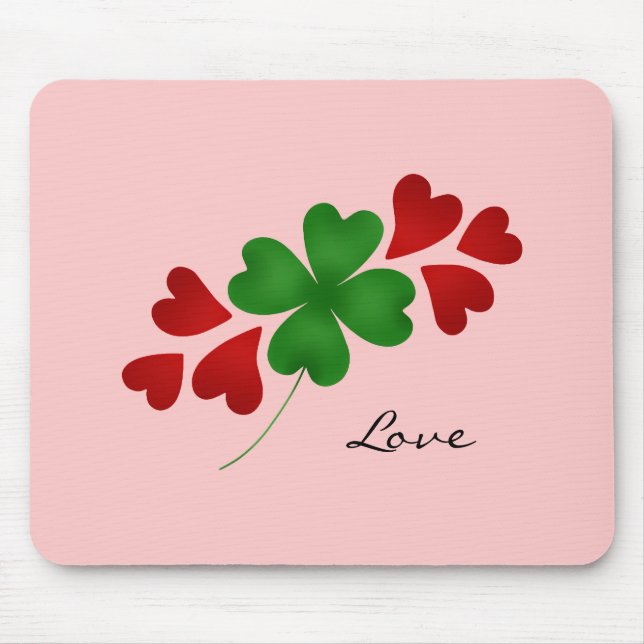 Kleeblatt und Herz rosa Mousepad (Vorne)
