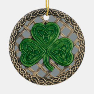 Kleeblatt und keltische Knochen Ornament Grau