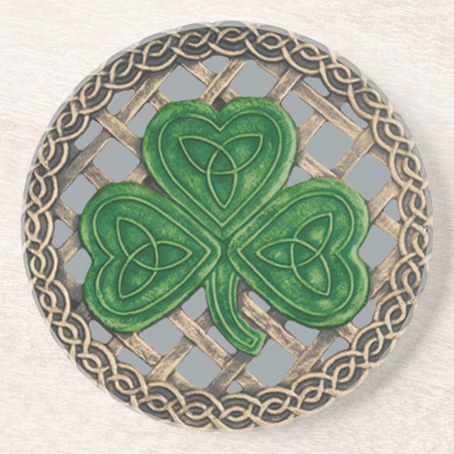 Kleeblatt und keltische Knochen Untersetzer grau (Vorne)
