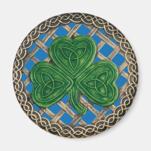 Kleeblatt und keltische Knospen Magnet Blau