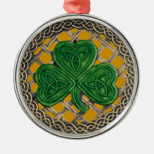 Kleeblatt und keltische Knospen Ornament Gold