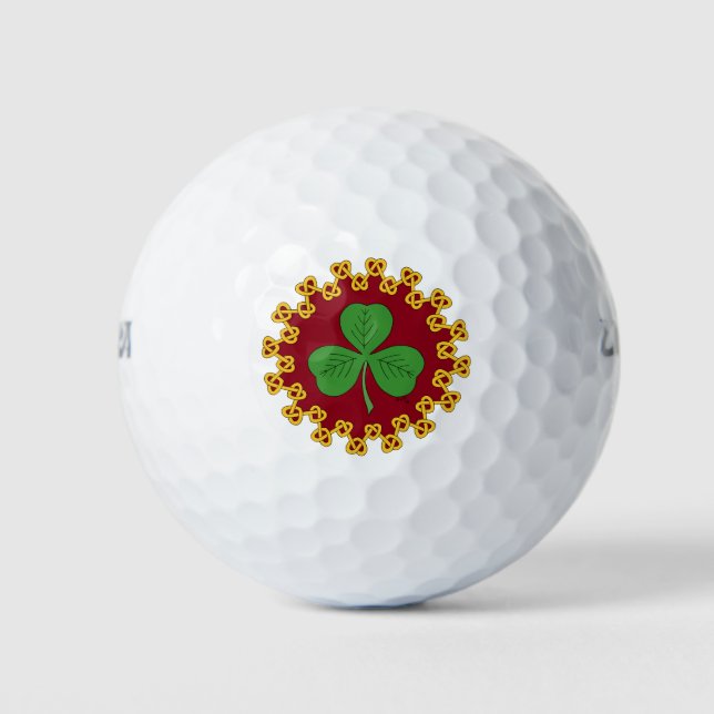 Kleeblatt und Knüpfarbeit in Rot Golfball (Vorderseite)