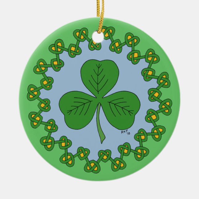 Kleeblatt und Knüpfarbeit Keramikornament (Vorne)
