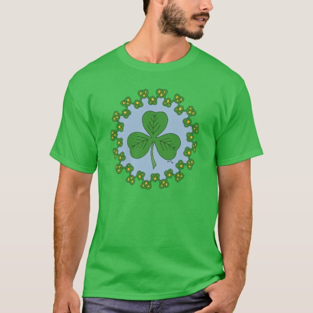 Kleeblatt und Knüpfarbeit T-Shirt (Vorderseite)