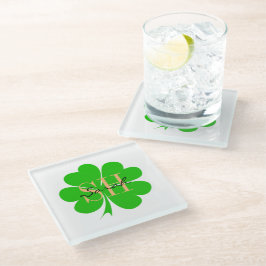 Kleeblatt und Lucky Kleeblatt mit Monogramm / iris Glasuntersetzer