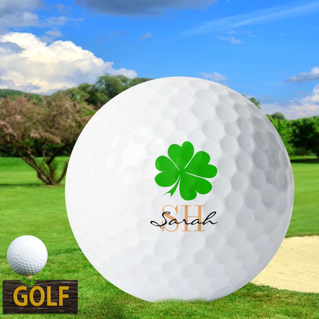 Kleeblatt und Lucky Kleeblatt mit Monogramm / iris Golfball (Von Creator hochgeladen)