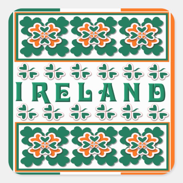 Kleeblatt und mehr quadratischer aufkleber (Vorderseite)