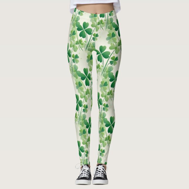 Kleeblatt Vierblättriges Kleeblatt St. Patrick's D Leggings (Vorderseite)