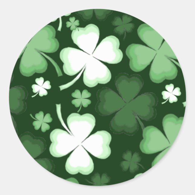 Kleeblatt, Vierblättriges Kleeblatt, St. Patrick's Runder Aufkleber (Vorderseite)