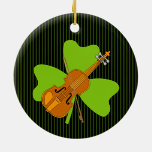 Kleeblatt Violin Keramik Ornament