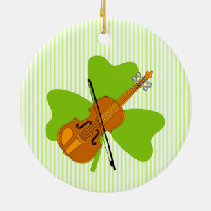 Kleeblatt Violin Keramik Ornament