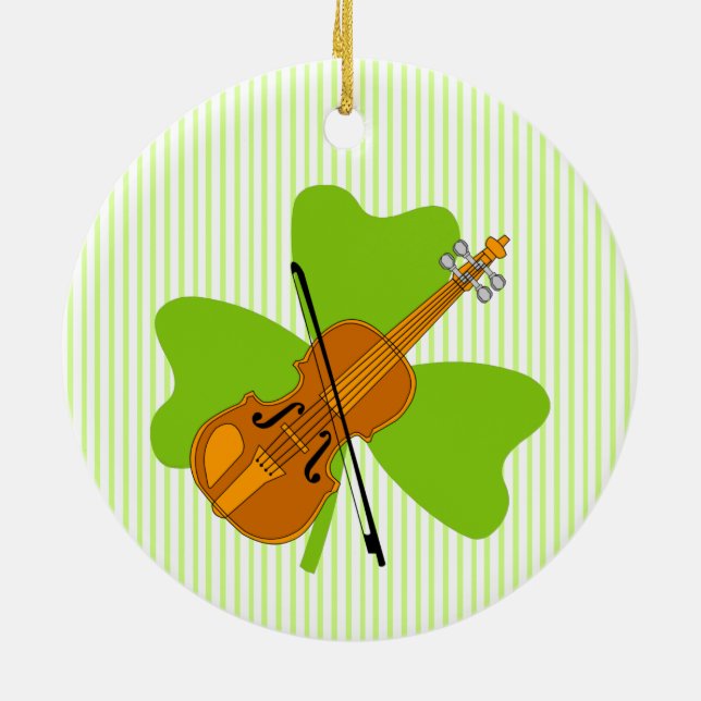 Kleeblatt Violin Keramik Ornament (Hinten)
