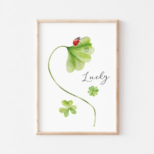 Kleeblatt Wasserfarbe Lucky Poster