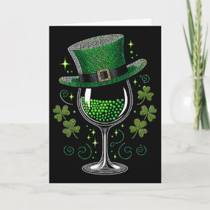 Kleeblatt-Weinglas Trinken St. Patricks Day Irisch Karte