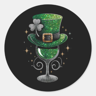 Kleeblatt-Weinglas Trinken St. Patricks Day Irisch Runder Aufkleber