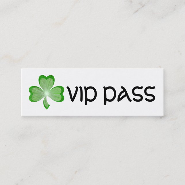 Kleeblatt White "VIP PASS" Visitenkarte dünn (Vorderseite)