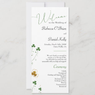 Kleeblatt Wildblume Elegante Hochzeitsprogrammkart Einladung