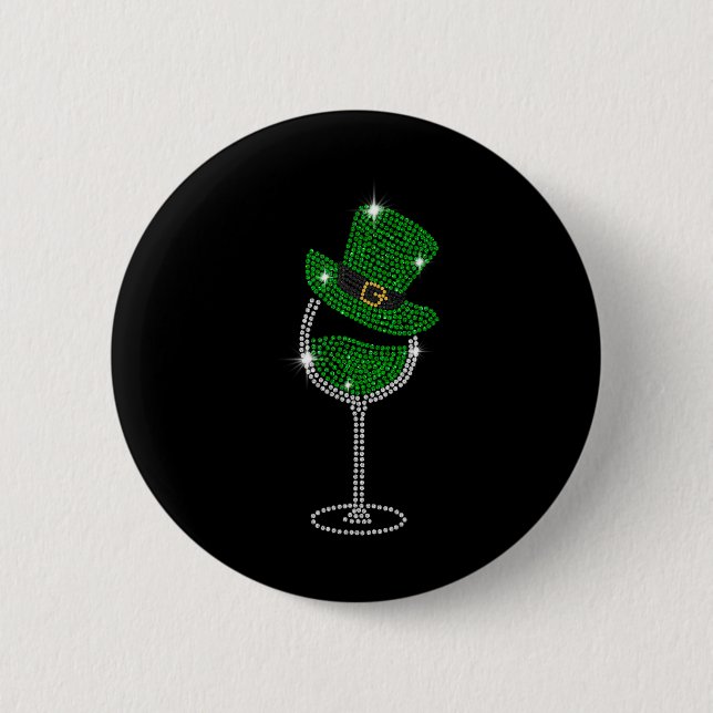 Kleeblatt Wine Gles Drinks St Patricks Day Irish Button (Vorderseite)