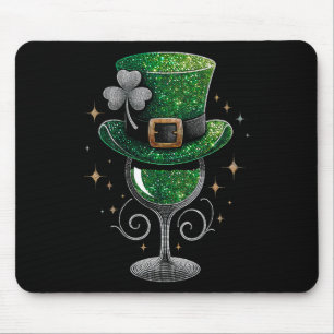 Kleeblatt Wine Gles Drinks St Patricks Day Irish Mousepad