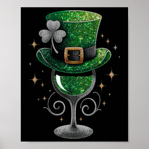 Kleeblatt Wine Gles Drinks St Patricks Day Irish Poster