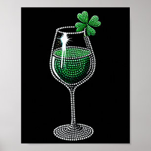 Kleeblatt Wine Gles Drinks St Patricks Day Irish Poster
