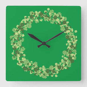 Kleeblatt Wreath Quadratische Wanduhr