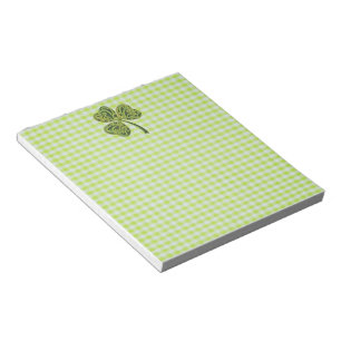Kleeblatt zu Green Gingham Notizblock