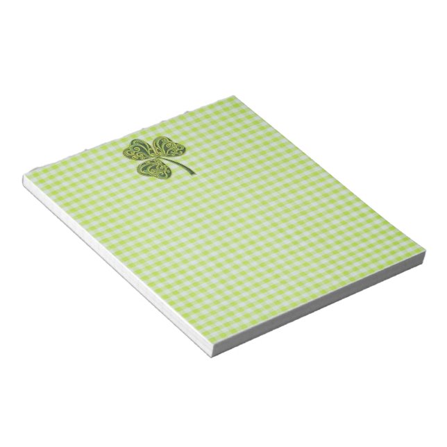 Kleeblatt zu Green Gingham Notizblock (angewinkelt)