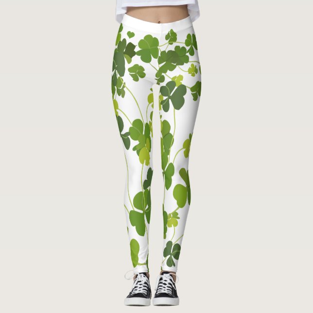 Kleeblattblumenstrauß, St Patrick Tag, grüner Klee Leggings (Vorderseite)