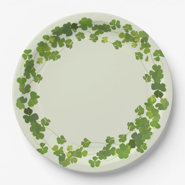 Kleeblattblumenstrauß, St Patrick Tag Pappteller (Vorderseite)