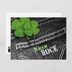 Kleeblätter am Black Jeans Pocket St. Patrick's Da Postkarte