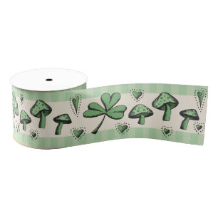 Kleeblätter aus Grün und Creme 3" Ripsband