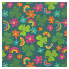 Kleeblätter, Blume und Rainbows St. Patrick's Day Stoff