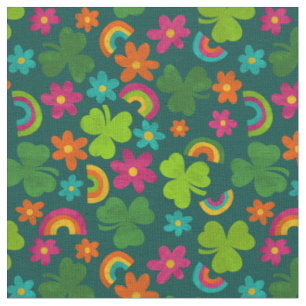 Kleeblätter, Blume und Rainbows St. Patrick's Day Stoff