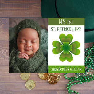 Kleeblätter des 1. St Patrick's Day Baby Foto Feiertagskarte