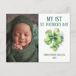 Kleeblätter des 1. St Patrick's Day Baby Foto Feiertagspostkarte