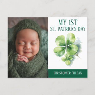 Kleeblätter des 1. St Patrick's Day Baby Foto Feiertagspostkarte