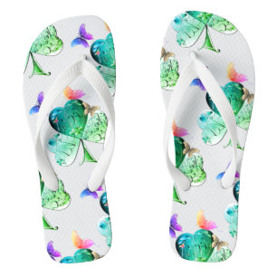 Kleeblätter "Happy St. Patrick's" Weiß Flip Flops