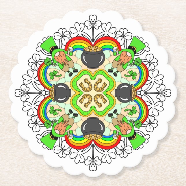 Kleeblätter, Leprechauns St Patrick's Day Untersetzer (Vorderseite)