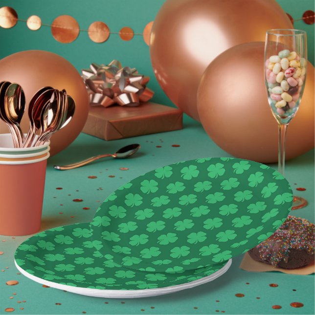 Kleeblätter, Symbol des St. Patrick's Day, Pappteller (Multi)