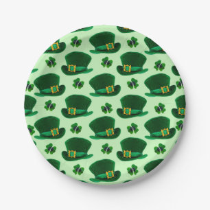 Kleeblätter und Leprecherhäuser Pappteller