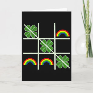 Kleeblätter und Regenbogen Tic Tac Toe Glücklicher Karte