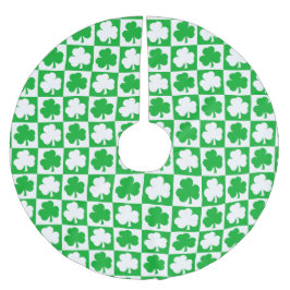 Kleeblatts Checkerboard Muster Irish Christmas Polyester Weihnachtsbaumdecke