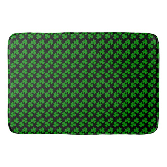 Kleeblatts Clovers Grün und Schwarz Badematte (Vorderseite)