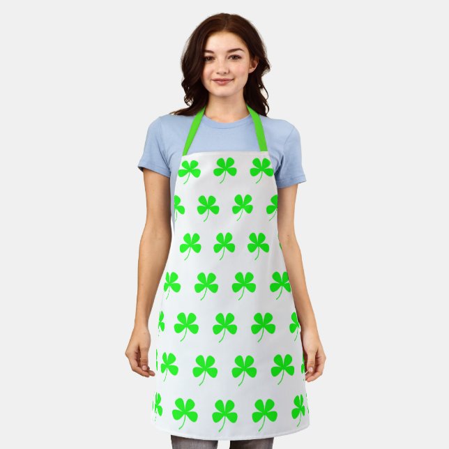 Kleeblatts Green St. Patricks All-over Print-Schür Schürze (Getragen)
