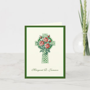 Kleeblatts Irish Celtic Cross Rote Rosen Beileid Dankeskarte