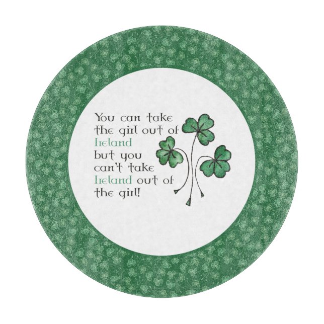 Kleeblatts Irish Girl Quote Glass Cutting Board Schneidebrett (Vorderseite)